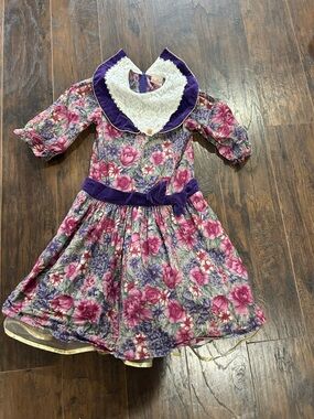Vintage Floral Velvet Trim Dress in Pink & Purple from the 90’s
